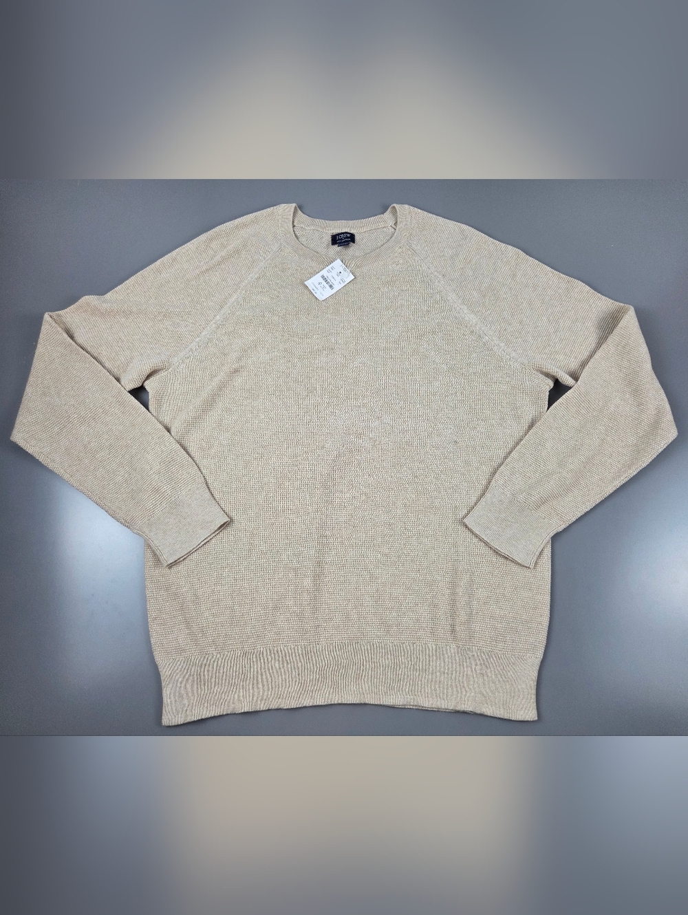NWT J. Crew Men’s Cotton seed-stitch crewneck sweater Large BEIGE